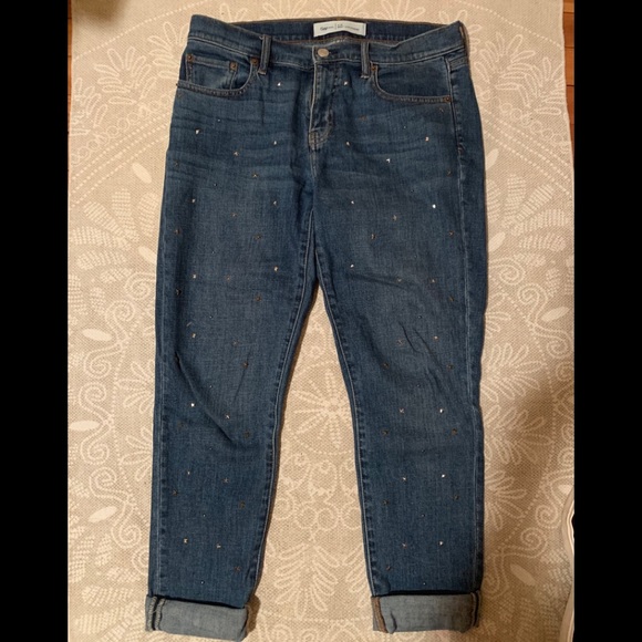 Studded Boyfriend  Cropped Jeans - Picture 1 of 4
